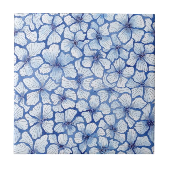 Blue Buttercups Ceramic Tile (Front)