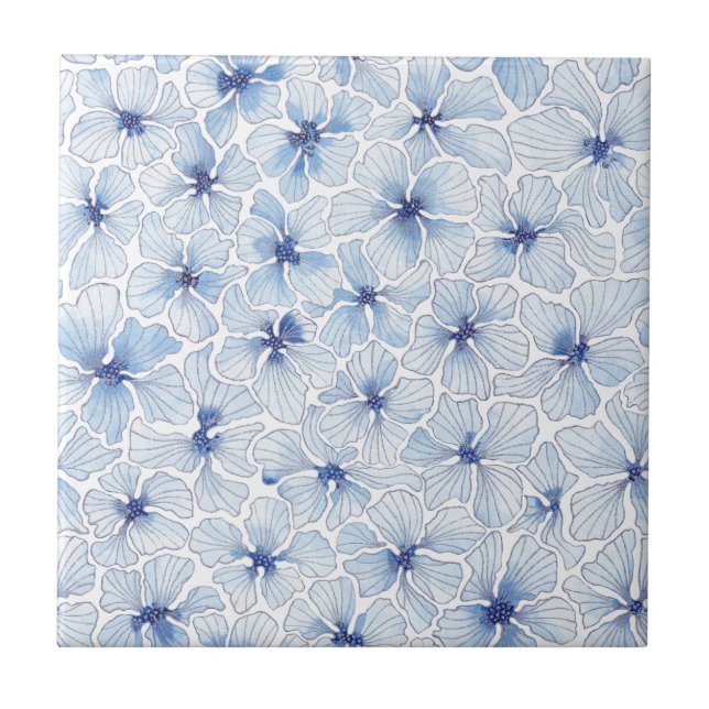 Blue Buttercups Ceramic Tile (Front)