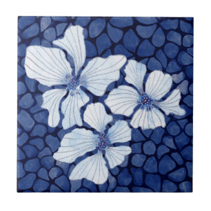 Blue Buttercups Ceramic Tile