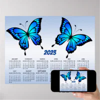 Blue Butterflies 2023 Calendar Poster