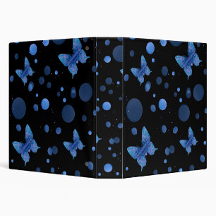 Blue Butterflies and Dots 3 Ring Binder
