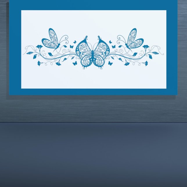 Blue Butterflies and Flowers Business Card (Creator Uploaded)
