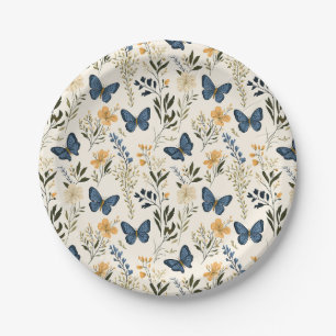 Blue Butterflies and greenery Paper Plates