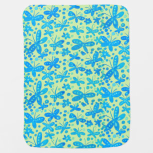 Blue butterflies baby blanket