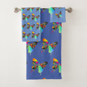 Blue Butterflies Bath Towel Set