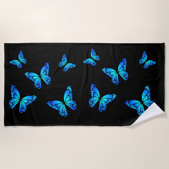Blue Butterflies Beach Towel 