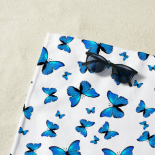 Blue butterflies beach towel