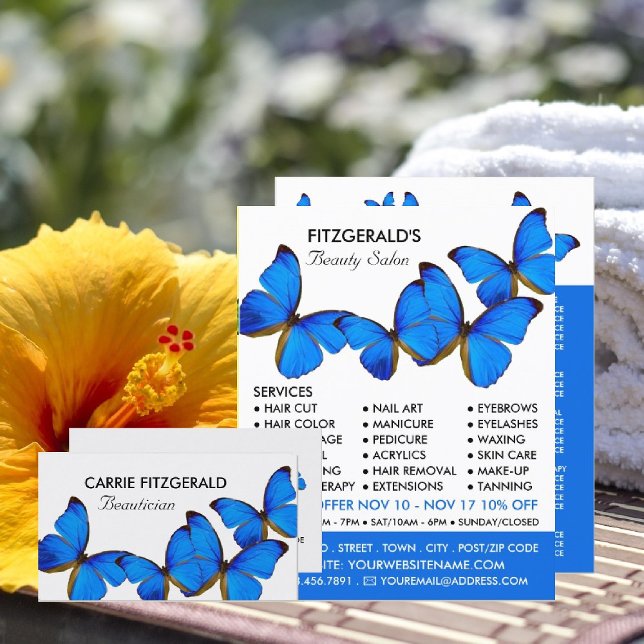 Blue Butterflies, Beautician, Beauty Salon Advert Flyer (Creator Uploaded)