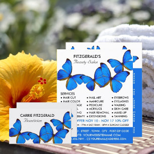 Blue Butterflies, Beautician, Beauty Salon Business Card