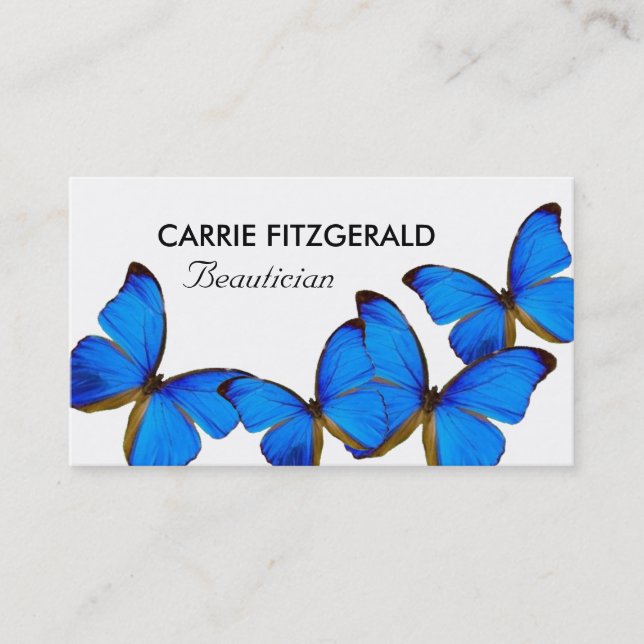 Blue Butterflies, Beautician, Beauty Salon Business Card (Front)