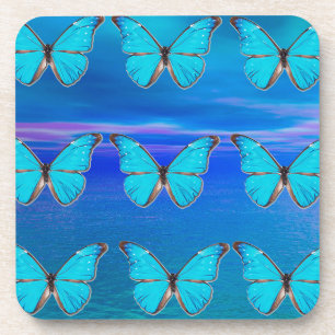 Blue Butterflies Beverage Coaster