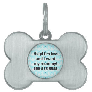 Blue Butterflies Bone Shaped Pet ID Tag