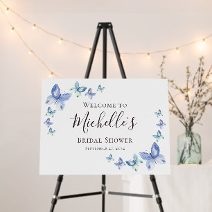 Blue Butterflies Bridal Shower Welcome Sign