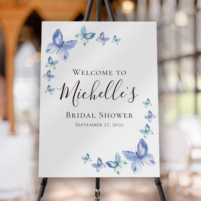 Blue Butterflies Bridal Shower Welcome Sign (Creator Uploaded)