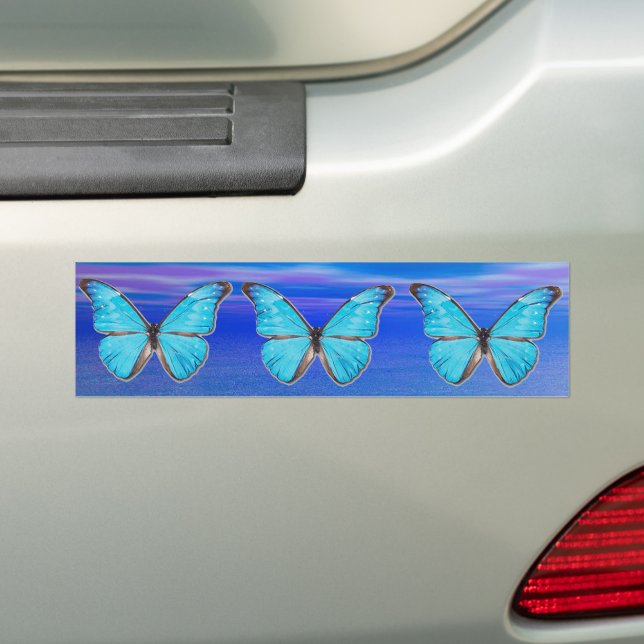 Blue Butterflies Bumper Sticker (On Car)