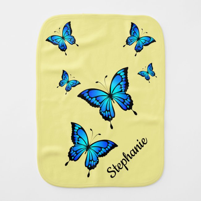Blue Butterflies Burp Cloth