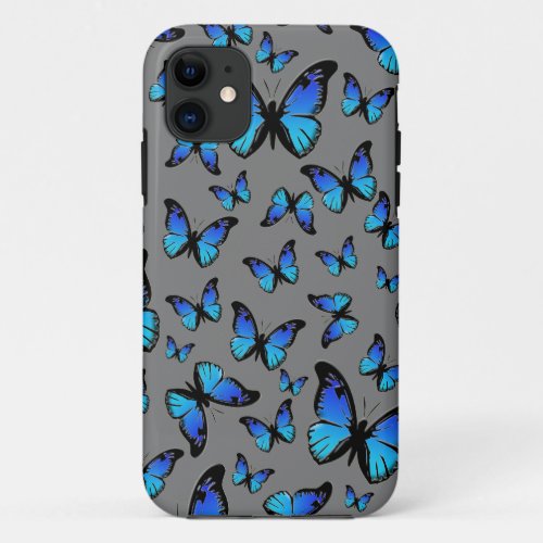 blue butterflies iPhone 11 case