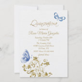 Blue Butterflies Chic Quinceanera Invitation (Front)