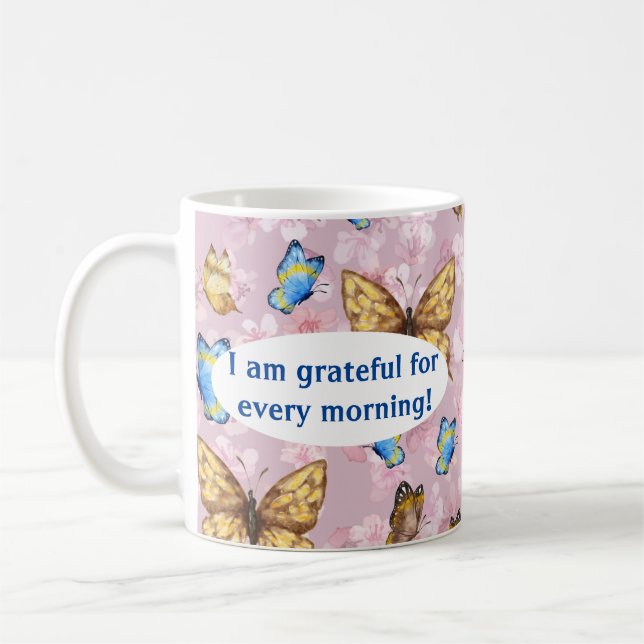 blue butterflies coffee mug (Left)