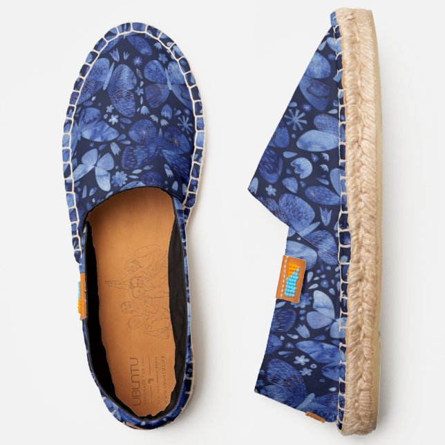 Blue Butterflies Dark Espadrilles (Side)