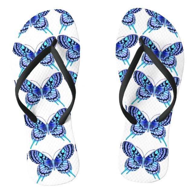 blue butterflies design flip flops (Footbed)