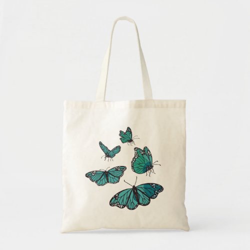 Blue butterflies design tote bag