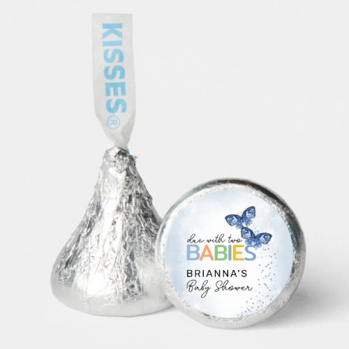 Blue Butterflies Due with Two Twins Baby Shower Hersheys Kisses
