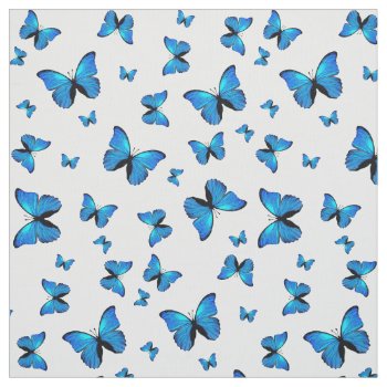 Blue Butterflies Fabric by stickywicket at Zazzle
