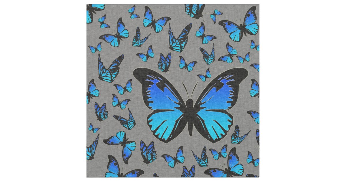 blue butterflies fabric Zazzle