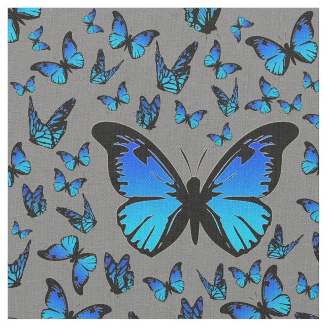 blue butterflies fabric (Close Up)