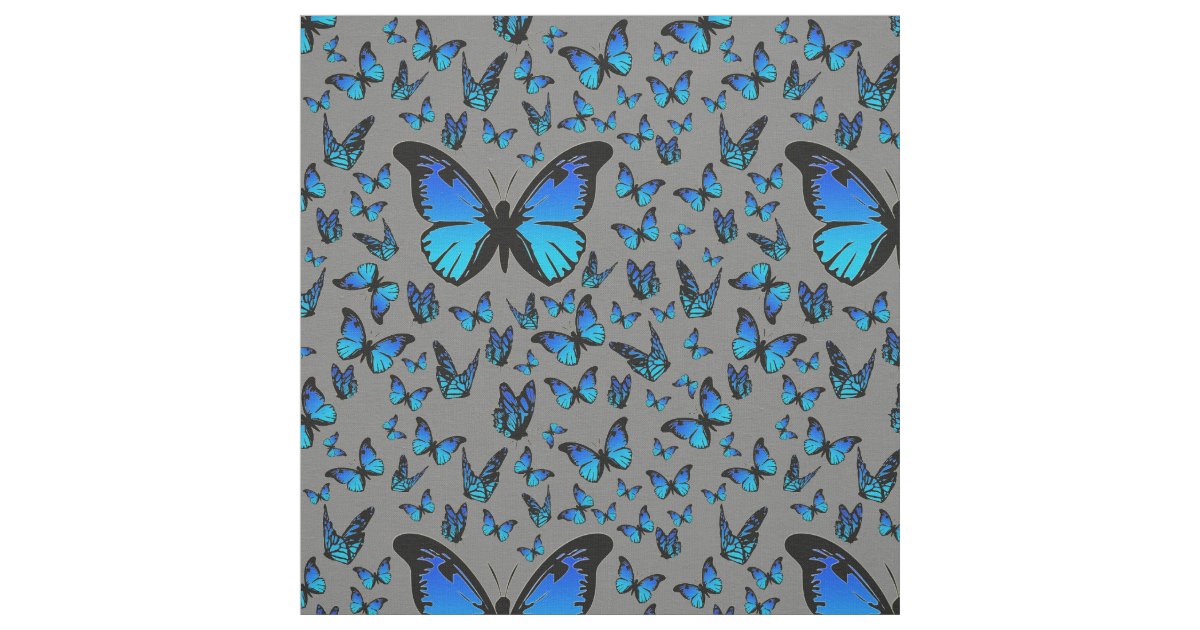 blue butterflies fabric Zazzle