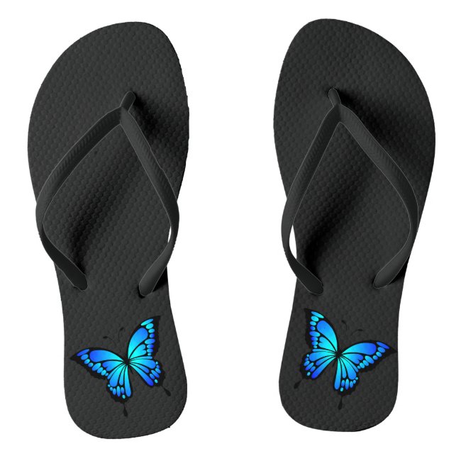 Blue Butterflies Flip Flops