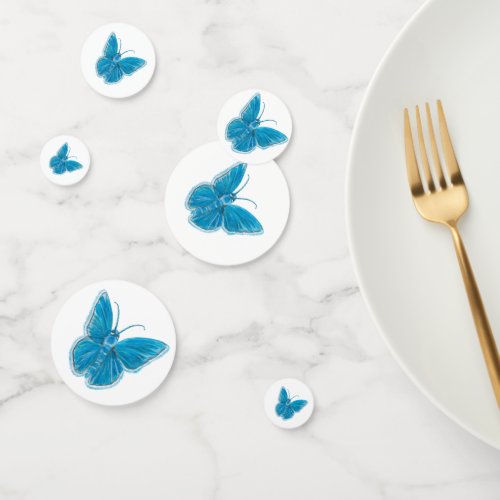 Blue Butterflies Fluttering Illustration Pattern Confetti
