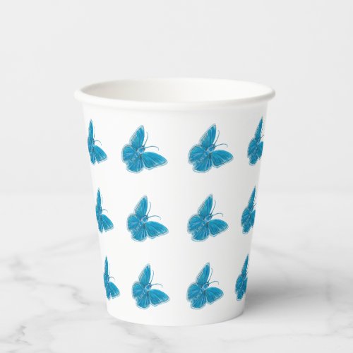 Blue Butterflies Fluttering Illustration Pattern  Paper Cups