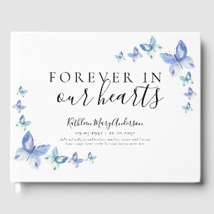 Blue Butterflies   Forever in Our Hearts Funeral Guest Book