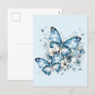 Blue Butterflies Holiday Postcard