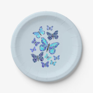 Blue Butterflies In Dots Paper Plates