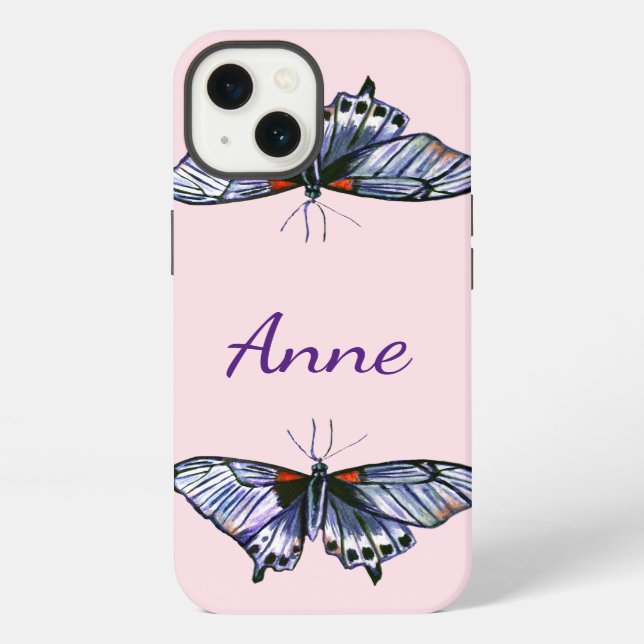 Blue butterflies iphone case (Back)