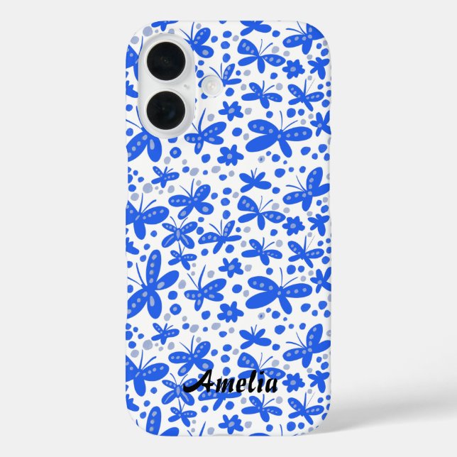 Blue butterflies iPhone wallet case (Back)
