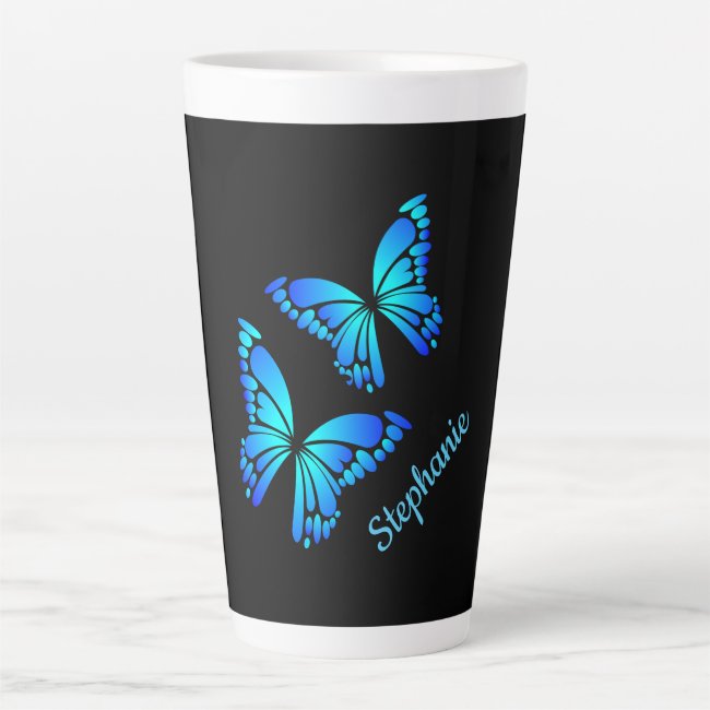 Blue Butterflies Latte Mug
