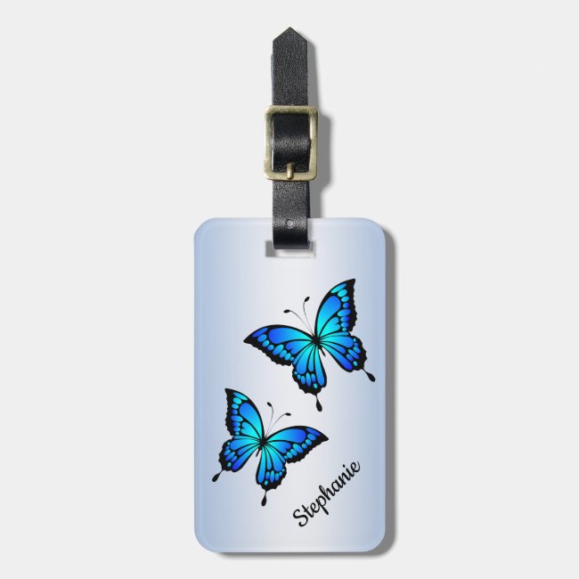 Blue Butterflies Luggage Tag