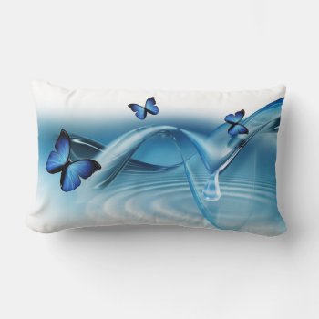Blue Butterflies Lumbar Pillow by FantasyPillows at Zazzle
