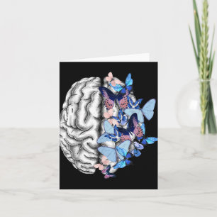 Blue Butterflies Mental Health Awareness Brain Psy Card