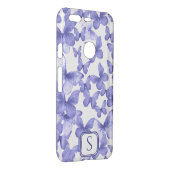 Blue Butterflies Modern Elegant Custom Monogram Uncommon Google Pixel Case (Back/Right)