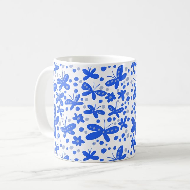 Blue butterflies mug (Front Left)