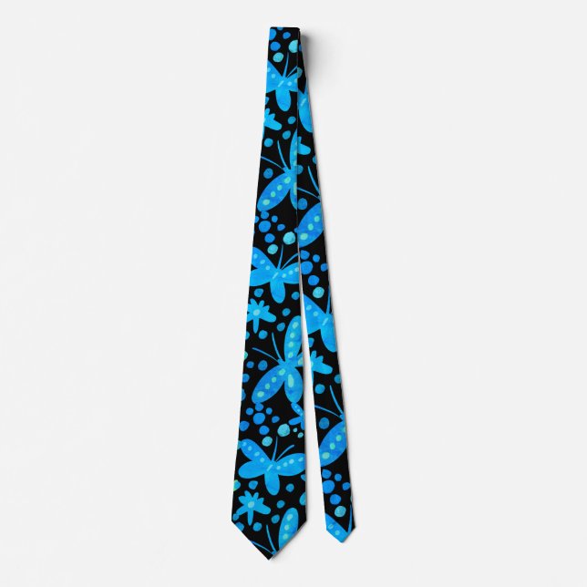Blue butterflies neck tie (Front)
