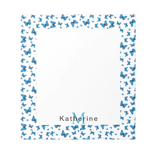 Blue butterflies notepad