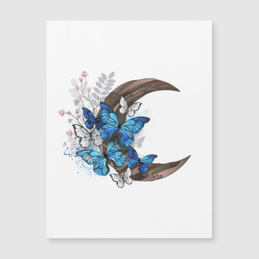 Blue butterflies on wooden crescent (Front)