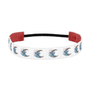 Blue butterflies on wooden crescent athletic headband