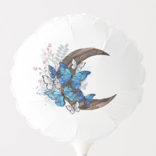Blue butterflies on wooden crescent balloon